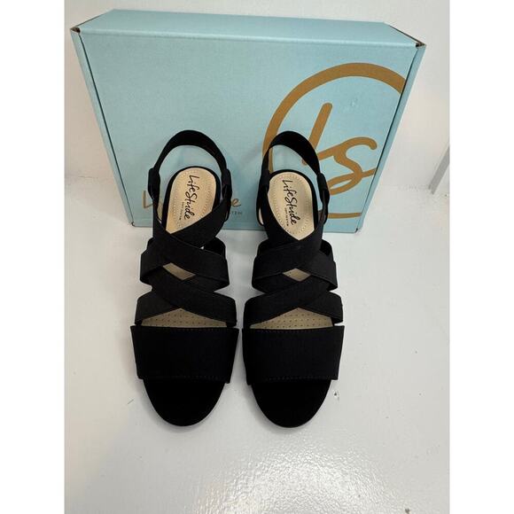 LifeStride Charlotte Black Slingback Block Heel Sandals Size 6.5W - Picture 13 of 13